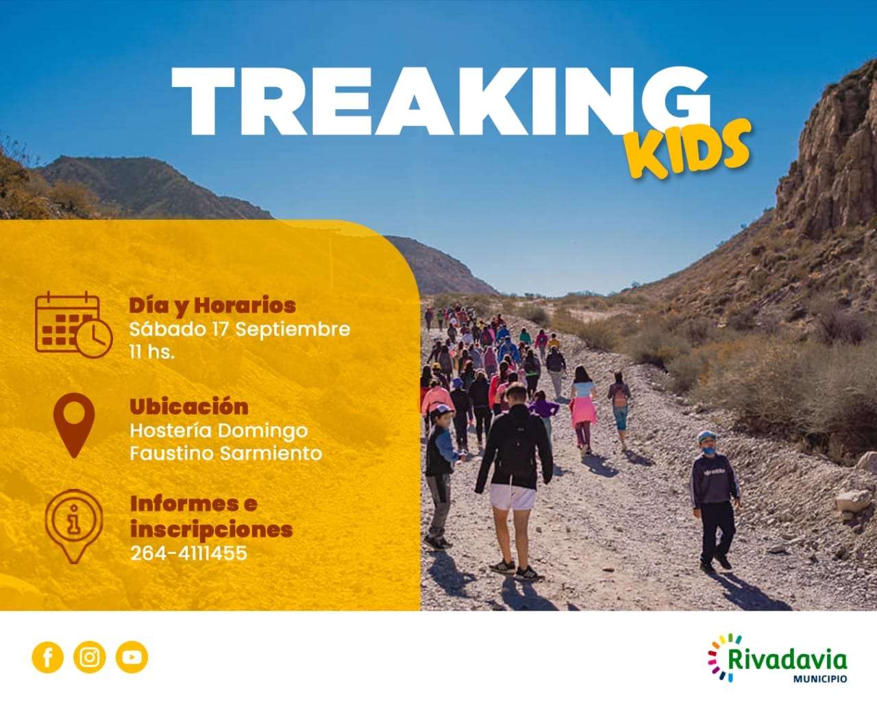 Rivadavia organizará una jornada de trekking para los más pequeños